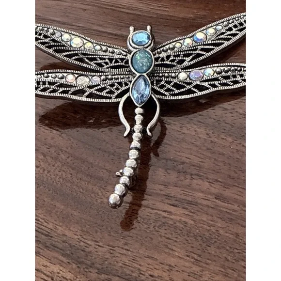 Vintage Brooch Pin Dragonfly Bijouterie Glass Metal - Picture 2 of 10